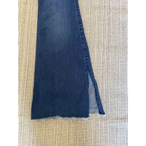 Hollister Womens High Rise Flare Jeans 5R Dark Wash Raw Hem Stretch Y2K Trendy - Picture 4 of 4